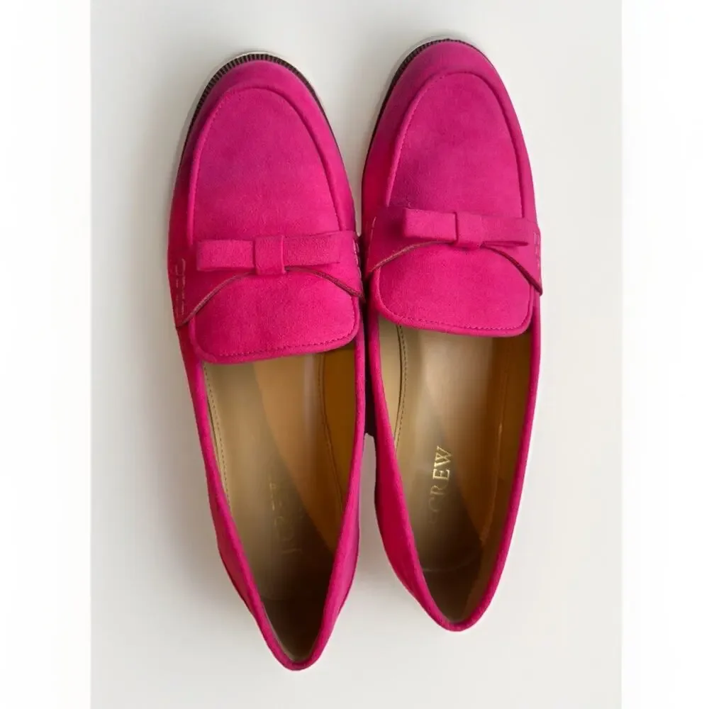 J.Crew Sweet Fuchsia Sueded Bow Loafers - Size 9 - Style CF737